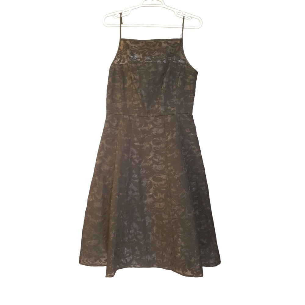 Calvin Klein Dress Womens Flower Lace Style A Line Black Size 8 LBD Prom Wedding